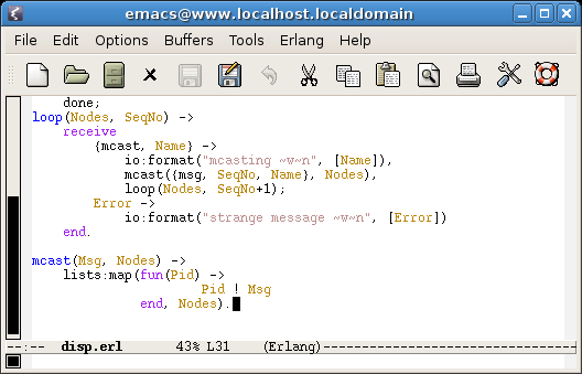 GNU Emacs with Erlang mode