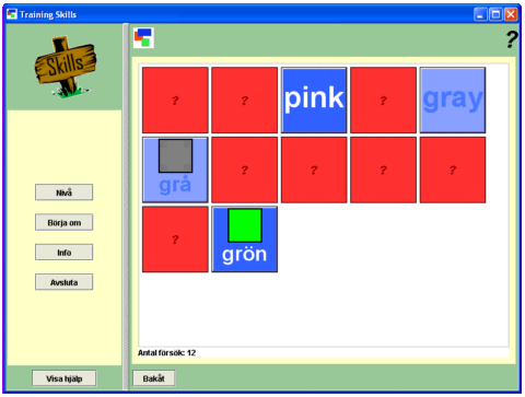 Öva färger med memoryspelet.